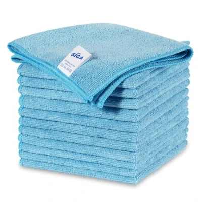 Abbildung von MR.SIGA Mikrofaser Reinigungstücher, Allzweck Handtücher, streifenfreie Himmelblau, Größe 32 x cm, 12 Stück