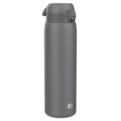 Abbildung von Ion8 Vakuumisolierte Edelstahl Trinkflasche, 1 Liter, 920 ml, Auslaufsicher, Einhandöffnung, Sichere Verriegelung, Spülmaschinenfest, Tragegriff, Langlebig, Ideal für Sport und Yoga, Grau