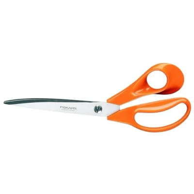 Abbildung von Fiskars Profi Stoffschere, Länge: 25 cm, Für Rechtshänder, Rostfreie Stahl Klinge/Kunststoff Griffe, Orange, Classic, 1005151