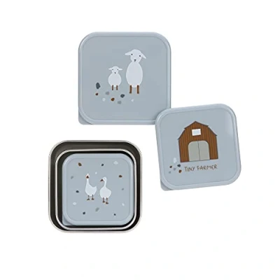 Abbildung von LÄSSIG Snackbox 3er Set Edelstahl 3 Stück Tiny Farmer blue