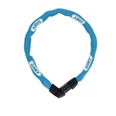 Abbildung von ABUS Kettenschloss Tresor 1385 Zahlenschloss aus gehärtetem Stahl 7 mm starke Vierkantkette Sicherheitslevel 85 cm Blau