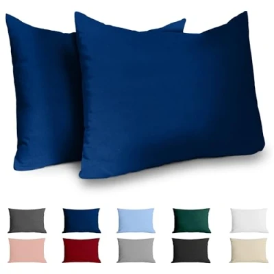 Abbildung von Kissenbezug 40x60 Baumwolle Renforcé (2er Set) Dunkelblau Dicht gewebt mit 57 Fäden/cm² 40 x 60 Oeko Tex Zertifiziert Dreamzie