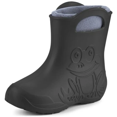Abbildung von Ladeheid EVA Kinder Jungen Mädchen Gummistiefel Regenschuhe gefüttert LA CA 03 (Carbone/Grau, 24/25 EU)