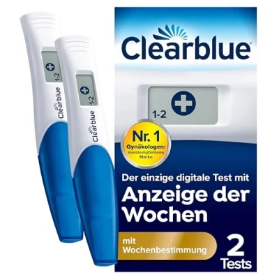 Abbildung von Clearblue Schwangerschaftstest Frühtest digital, Pregnancy Test, 2x Frühschwangerschaftstests/Schwangerschaftsfrühtests mit Wochenbestimmung, Schwangerschaft bestimmen, 25 mIU/ml