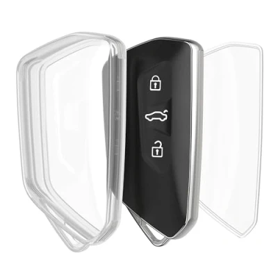Abbildung von kwmobile Autoschlüssel Hülle kompatibel mit VW Golf 8 3 Tasten Schlüsselhülle Silikon Cover Transparent