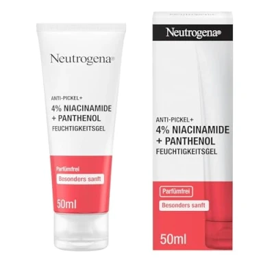 Abbildung von Neutrogena Anti Pickel+ Feuchtigkeitsgel 4% Niacinamide + Panthenol (50ml) parfümfrei für schonende Pflege bei unreiner Haut