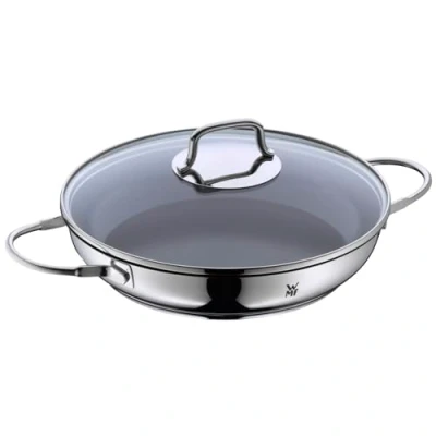 Abbildung von WMF Devil Servier Schmorpfanne Induktion 26 cm mit Glasdeckel, Cromargan Edelstahl beschichtet, Keramikbeschichtung, backofenfest