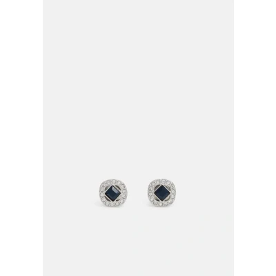 Abbildung von Swarovski Angelic Square Ohrstecker, Rhodinierte Ohrringe mit Blauem Element und Strahlenden Kristallen