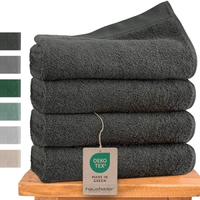 Abbildung von Hausfelder Handtücher 50x100 cm Premium 500g/m² Handtuch Set 100% Baumwolle, Ökotex zertifiziert (50x100cm Anthrazit Grau)