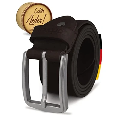 Abbildung von Cartvelli Herren Ledergürtel Dunkelbraun 120cm Made in Germany 40mm Echt Leder Gürtel Schnalle Silber Herrengürtel Vollleder Jeansgürtel BS19db 120