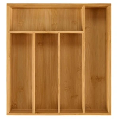 Abbildung von Blumtal Besteckkasten aus 100% Bambus Schubladentrenner Küche mit 5 Fächern Küchen Organizer Box Organzier Schublade passend für IKEA Maximera Schubladenorganizer Besteckeinsätze