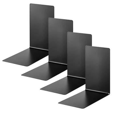 Abbildung von Alco Albert 4301 11 4 Buchstützen aus Metall, Stück, schwarz, 14 x 8,5 cm, für Schule, Büro und Zuhause
