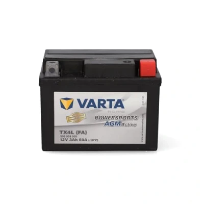 Abbildung von VARTA Motorradbatterie 3 Ah / 50 A Powersports Active AGM lange Lebensdauer, vorgeladen, wartungsfrei, geeignet für Motorräder, Motorroller, Quads, Jetskis und Schneemobile, schwarz