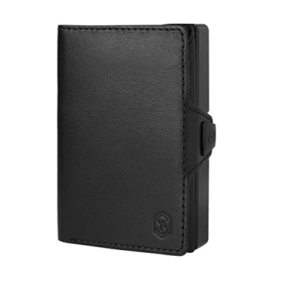 Abbildung von ZNAP® Slim Wallet Kreditkartenetui Geldbörse Herren Kartenhalter Geldbeutel Kartenetui Portemonnaie mit RFID Schutz 12 Karten Nachtschwarz