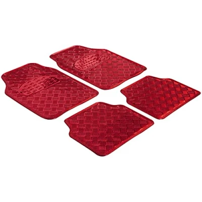 Abbildung von WALSER Gummimatten, Universal Automatte Metallic, Fußmatten Komplettset Riffelblech, Schutzmatte rot, zuschneidbare Schmutzfangmatte 28021