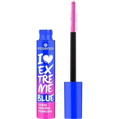Abbildung von essence I LOVE EXTREME BLUE crazy volume mascara, Blau, langanhaltend, schwunggebend, Extremes Volumen, farbintensiv, vegan, ohne Mikroplastikpartikel, Nanopartikel frei, Parfüm, 1er Pack (12ml)