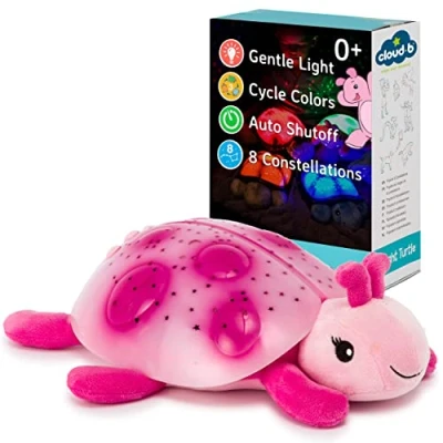 Abbildung von Cloud b Beruhigendes Nachtlicht Sternenprojektor Sanfte Helligkeit 3 Farben 8 Sternbilder Abschaltautomatik Dämmerung Ladybug Pink