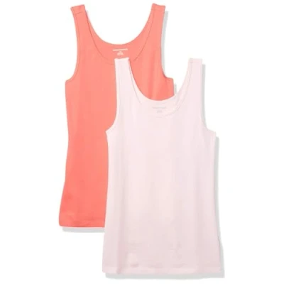 Abbildung von Amazon Essentials Damen Tanktop, Schmale Passform, 2er Pack, Korallenrosa/Rosa, XL