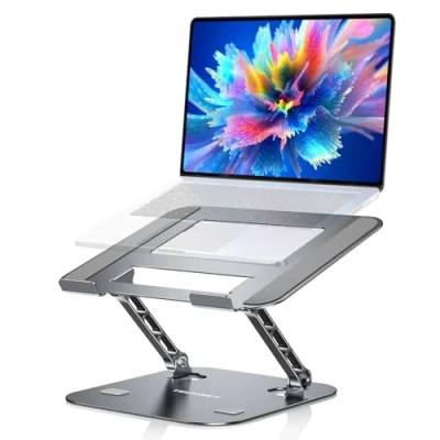 Abbildung von TECKNET Laptop Ständer Höhenverstellbarer, Ergonomischer Faltbarer Tragbarer Belüfteter Halterung,Laptop Stand Kompatibel mit Allen 11 bis 17,3 Zoll für Notebooks,MacBook und Tablets (Grau)