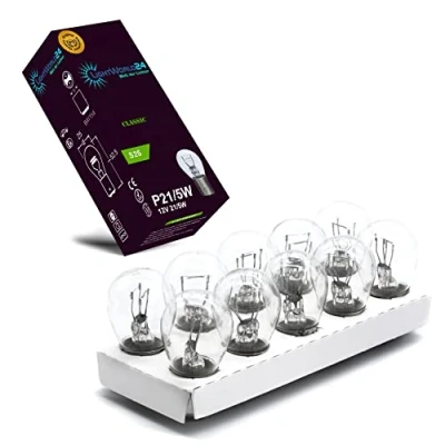 Abbildung von LIGHTWORLD24 10 x BAY15D P21/5W Auto Lampe 12V 21 Watt 5 Bremslicht Rücklicht Glühlampe Kugellampe Glühbirne AUTOBIRNEN RÜCKLICHT STOPPLICHT BLINKER MOTORRAD
