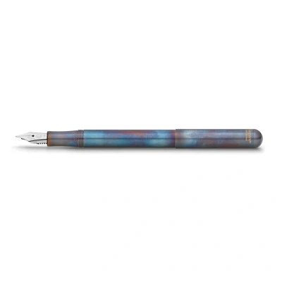 Abbildung von Kaweco LILIPUT Füllhalter Fireblue I Exklusiver Edelstahl für Tintenpatronen inklusive Retro Metallbox Füller 12,5 cm Federbreite: F (Fein)