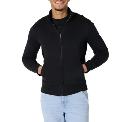 Abbildung von Amazon Essentials Herren Fleece Jacke mit durchgehendem Reißverschluss, Schwarz, XS
