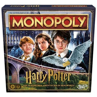 Abbildung von Monopoly Harry Potter, das Klassische Brettspiel in magischer Ausgabe, für Kinder ab 8 Jahren geeignet, originelles angehende Magier und Hexen