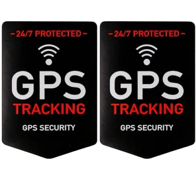 Abbildung von Aufkleber Set &quot;GPS TRACKING&quot;, 2 Stück, 5 x 3,5 cm, selbstklebende Folie, außenklebend, Warnhinweis Sticker Innen und Außenbereich, Diebstahl Schutz Klebesticker, Hinweissticker GPS alarmgesichert