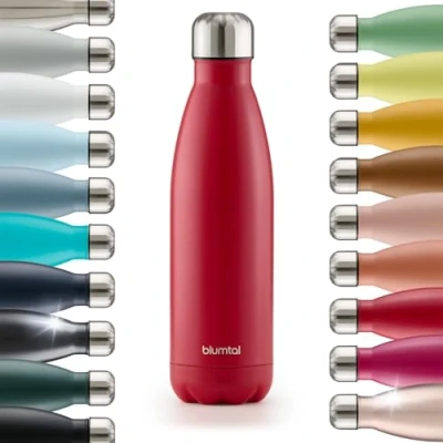 Abbildung von Blumtal® Trinkflasche Edelstahl Charles Thermosflasche 500 ml BPA freie Thermo kalt&amp;warm auslaufsichere Metall Thermos Rot