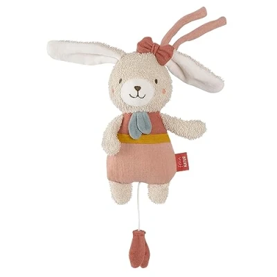 Abbildung von Fehn Mini Spieluhr Hase fehnNATUR Kuscheltier &amp; Einschlafhilfe mit Baumwolle (kbA) beruhigende Melodie &quot;Mozarts Wiegenlied&quot; Babyspielzeug für Unterwegs Zuhause Babys Kleinkinder