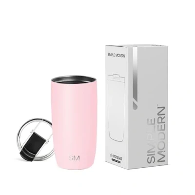 Abbildung von Simple Modern Reisebecher für Kaffee Trinkbecher Becher mit Klappdeckel Isolierter EdelstahlEiskaffeebecher Geschenke Frauen und Männer Voyager Sammlung 470ml Blush