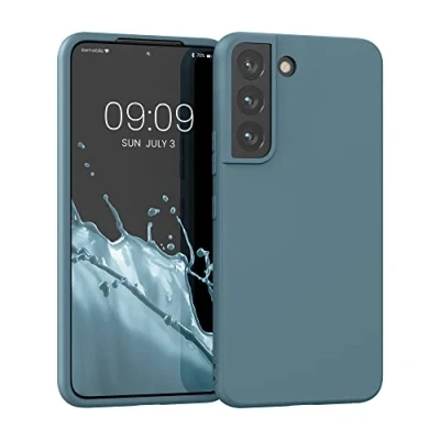 Abbildung von kwmobile Hülle kompatibel mit Samsung Galaxy S22 weiches TPU Silikon Case Cover geeignet für kabelloses Laden Arctic Night