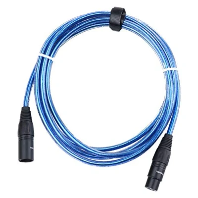 Abbildung von Pronomic XFXM Blue 2.5 Mikrofonkabel (2,5m Länge, XLR female 3 pol &gt; male pol, Stecker handgelötet, säure und ölfest, Spannzangen Zugentlastung) Metallic Blau