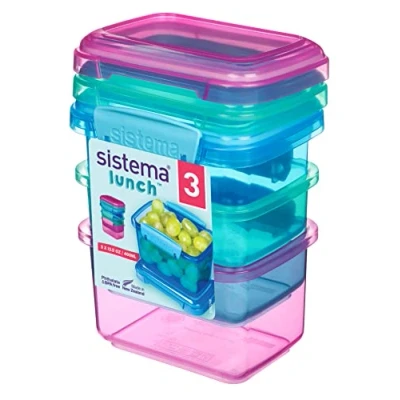 Abbildung von Sistema Lunchbox Frischhaltedose 400 ml kleine Snack Boxen BPA freier Kunststoff gemischte Farben 3 Stück