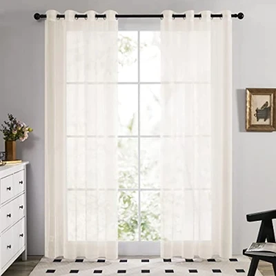 Abbildung von Deconovo 2er Set Vorhang Voile Transparent Ösenschal 229x140 cm Hellbeige