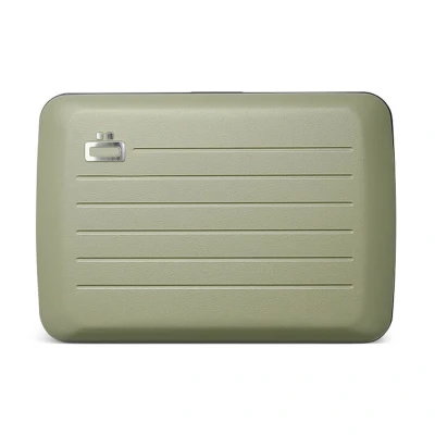 Abbildung von OGON Aluminium Geldbörse Smart Case V2 Einfache Lagerung Metallverschluss Kartenetui mit RFID Schutz Bis zu 10 Karten und Banknoten (Matte Farbe Cactus Green)