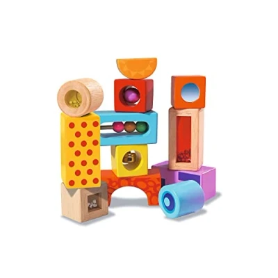 Abbildung von Eichhorn Klangbausteine 12 Bunte Holzbausteine die Geräusche Machen, für Kinder und Babys ab Monaten, Holzspielzeug, Exklusiv bei Amazon