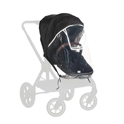 Abbildung von hauck Universal Kinderwagen Regenschutz 91 x 92 85 cm mit Reflektierender Umrandung, Kontakt &amp; Belüftungs Fenster, Einfache Klettverschluss Befestigung am Kinderbuggy Sitz (Transparent)