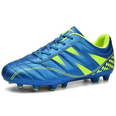 Abbildung von ASHION Jungen Fußballschuh Kinder Fussballschuhe Footballschuhe Outdoor Athletic Soccer Schuhe Z01,C Blau Grün,36EU
