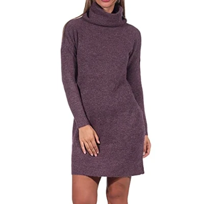 Abbildung von ONLY Damen Strickkleid Loose Fit Longsleeve Knit Kleid mit Langen Ärmeln ONLJANA Rollkragen Dress Pullover, Farben:Bordeaux, Größe:S