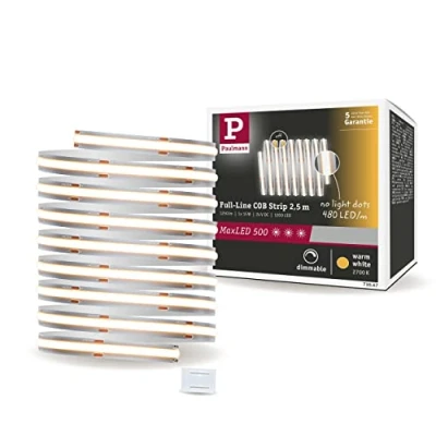 Abbildung von Paulmann 71047 LED Strip MaxLED 500 Full Line COB Einzelstripe 2,5m 15W 1250lm 480LEDs/m 2700K dimmbar Silber Kunststoff