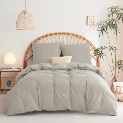 Abbildung von WAVVE Bettwäsche 155x220 3 teilig Beige Bettbezug 155 x 220 Set mit 2 Kissenbezüge 80x80 cm, Sets 155x220cm aus Mikrofaser Reißverschluss Weich und Bügelfrei