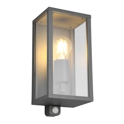 Abbildung von Trio Leuchten Außen Wandleuchte Garonne 201869142, Aluminium Druckguss Anthrazit, Glas klar, exkl. 1x E27, Bewegungssensor
