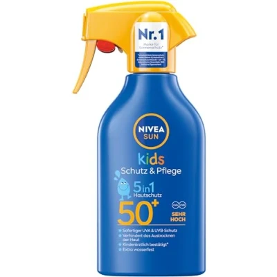 Abbildung von NIVEA SUN Kids Schutz &amp; Pflege 5in1 Hautschutz LSF 50+ Sonnenspray (250 ml), hoher Sonnenschutz mit Bio Mandelöl, extra wasserfeste Sonnencreme für empfindliche Haut