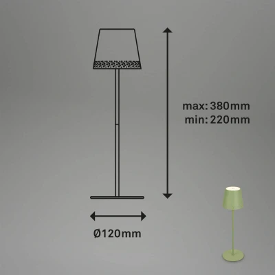Abbildung von LED Akku Tischleuchte Kiki, lindgrün, IP44, 3.000K