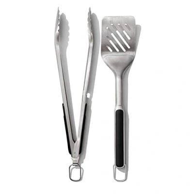 Abbildung von OXO Good Grips Set aus Wender und Zange zum Grillen spülmaschinenfestes Grillzangen mit Fleischwender Edelstahl 41 cm 47,5