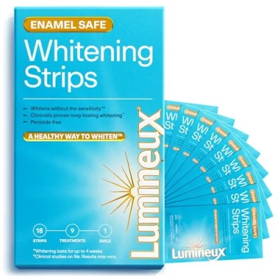 Abbildung von Lumineux Teeth Whitening Strips Zahnaufhellung Peroxidfrei Weiße Zähne Bekommen ohne Empfindliche Zahn Zertifiziert Ungiftig Zahnaufheller Stripes für 7x Zahnbleaching