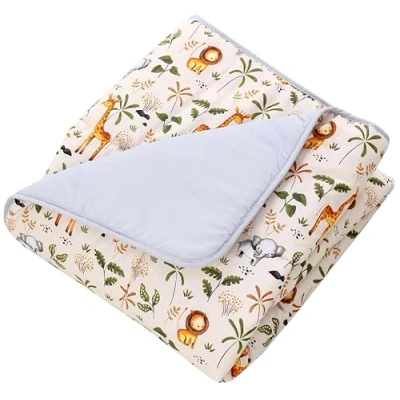 Abbildung von TupTam Baby Spielmatte Kinder Große Spieldecke Gepolstert XXL Krabbeldecke 120 x cm Babyzimmer Schlafteppich, Farbe: Safari/Elefant/Giraffe/Löwe/Beige/Grün