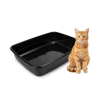 Abbildung von Ferplast Katzenklo, offene Katzentoilette mit hohen Rändern, 49,5 x 64,5 H 14,5 cm, NIP 30 große Katzenstreu, schwarz