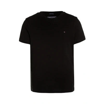 Abbildung von Tommy Hilfiger Jungen T Shirt Kurzarm Rundhalsausschnitt, Schwarz (Meteorite), 8 Jahre
